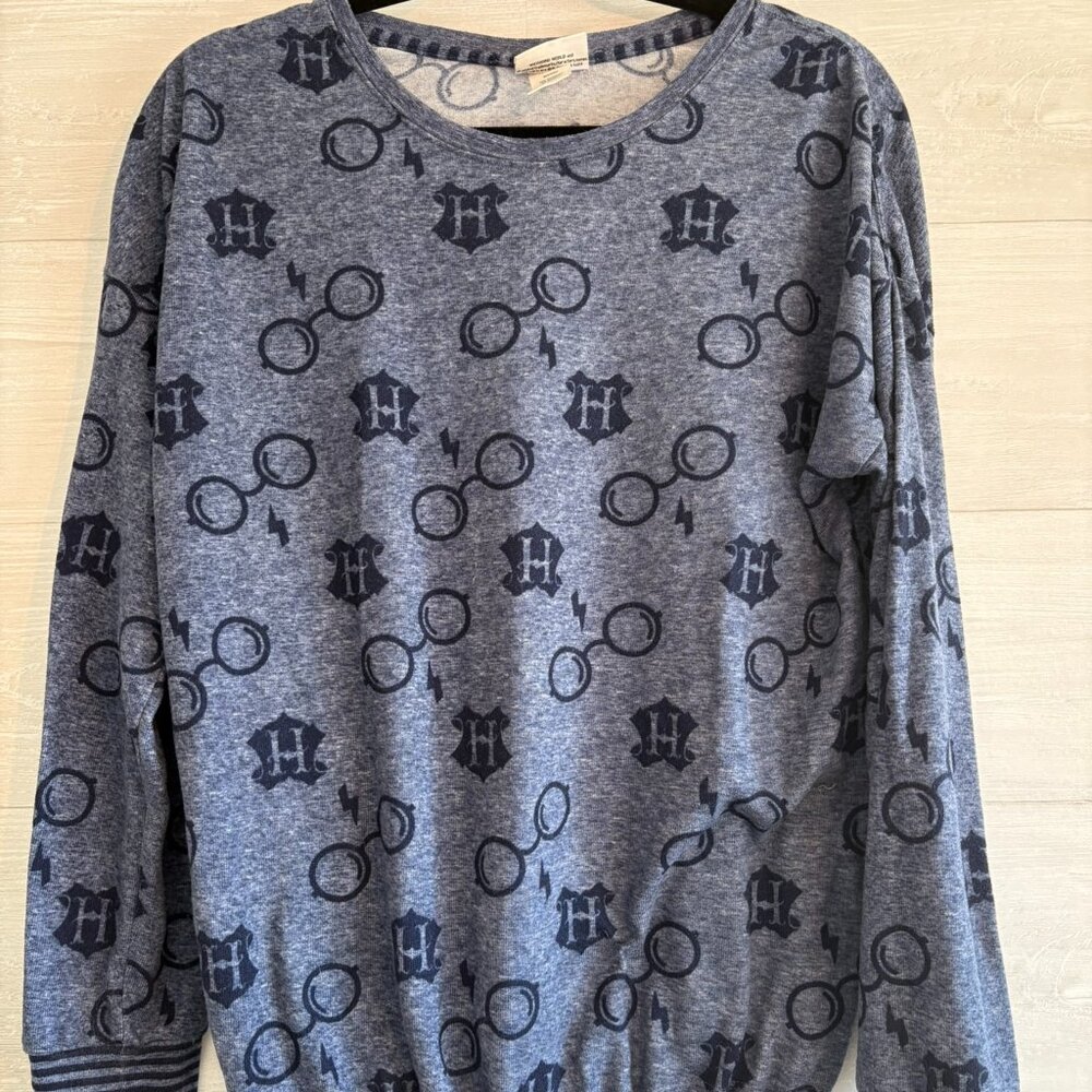 Wizarding World Of Harry Potter Womens Sz M Blue Soft Sweater Top Long Sleeve